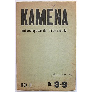 KAMENA. Miesięcznik Literacki. Chełm Lubelski, kwiecień - maj 1936. Rok III. Nr 8 - 9 (28 - 29)