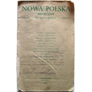 NOWA POLSKA. Miesięcznik. Londyn, marzec 1945. Tom IV. Zeszyt 3. Published by „Nowa Polska”