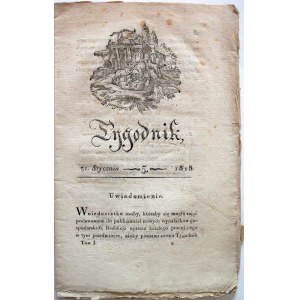 TYGODNIK. 31 Stycznia.1818. Nr 5. Format jw. s. pag. od 98 do 120. Brosz. wyd