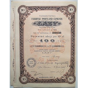 [AKCJA]. Towarzystwo Fabryki Portland Cementu „ŁAZY” Spółka Akcyjna. Rok założenia 1898