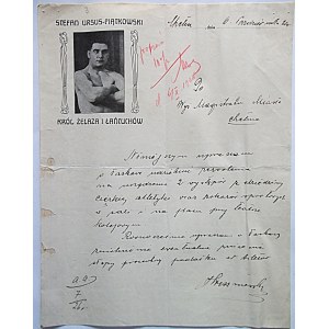 [PODANIE]. STEFAN URSUS - PIĄTKOWSKI. Król Żelaza i Łańcuchów. Chełm dnia 6 października 1926 r. Do Wys