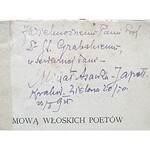 ASANKA - JAPOŁŁ MICHAŁ. Mową włoskich poetów. Kraków 1925. Skład główny w Księg. GiW. Druk. W. L