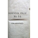 DZIENNIK PRAW TOM 18. nr 64 - 65. [W-wa 1836]. Format 11/18 cm. s. 448, [15]. Opr. introlig., brązowy płsk.