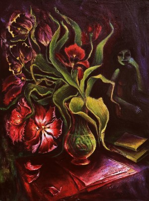 Katarzyna Tchórz (ur. 1986), Autoportret z kwiatami, z cyklu: ''Czarna wiosna