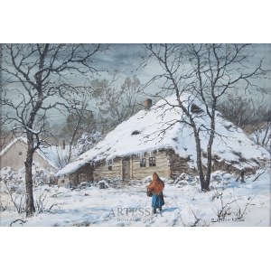 Zygmunt Kaczowka (1915-1996), In front of the cottage