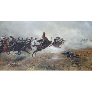Jozef Ryszkiewicz (1856-1925), Charge of the lancers of the Duchy of Warsaw at Borodino, 1893