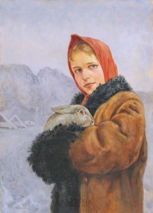 Zygmunt Nirnstein (1894-1969), Dziewczyna z królikiem na tle Giewontu, 1940