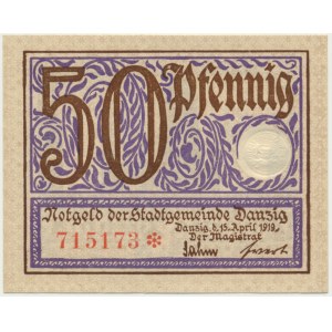 Danzig, 50 pfennig 1919 - purple