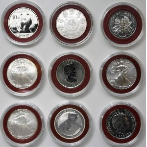 Kolekcja srebrnych monet uncjowych (10 szt.) - 270,82 Ag 999.