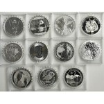 Zestaw, mix srebrnych monet kolekcjonerskich (11 szt.) - 342 g Ag 999