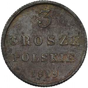 Królestwo Polskie, 3 grosze polskie 1819 IB - RZADKIE