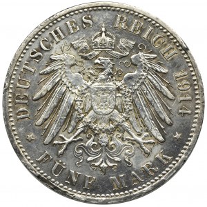 Germany, Prussia, William II, 5 mark Berlin 1914 A