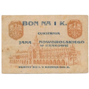 Kraków, Cukiernia J.Noworolskiego, 1 korona - odręczny numer
