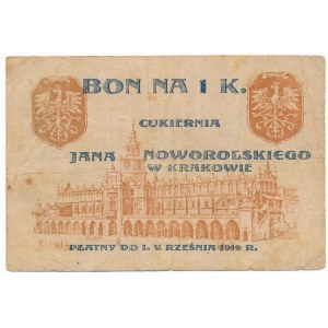 Kraków, Cukiernia J.Noworolskiego, 1 korona - odręczny numer