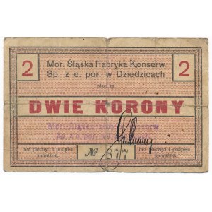 Dziedzice, Mor. Śląska Fabryka Konserw, 2 korony - bardzo rzadkie