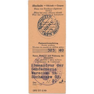 Coupon for Generalgovernment issued in Sochaczew 1944