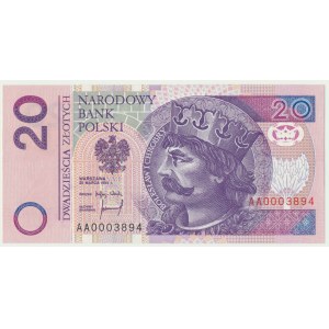 20 złotych 1994 - AA 0003894 - niski numer