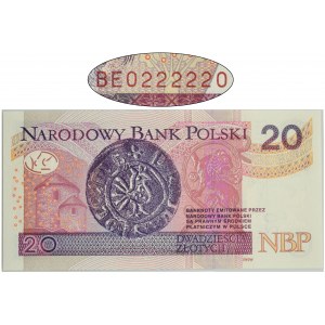 20 złotych 2016 - BE - piękny numer radarowy