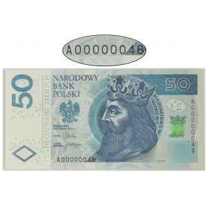 50 złotych 2012 - A0 00000048 - niski numer seryjny