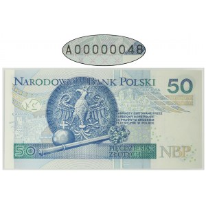 50 złotych 2012 - A0 00000048 - niski numer seryjny