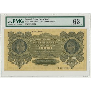 10.000 marek 1922 - H - PMG 63