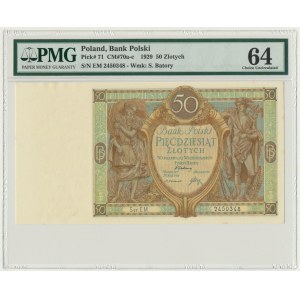 50 złotych 1929 - Ser.EM. - PMG 64