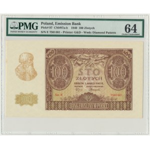 100 złotych 1940 - E - PMG 64
