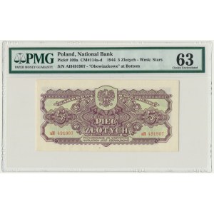 5 złotych 1944 ...owe - aH - PMG 63 - rzadka