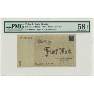 5 mark 1940 - red numerator - PMG 58 EPQ