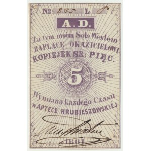 Apteka Hrubieszowska, 5 kopiejek srebrem 1861 - odręczny podpis