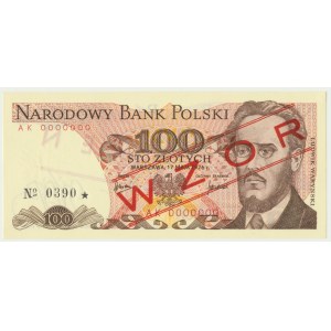 100 złotych 1976 - WZÓR AK 0000000 No.0390 -