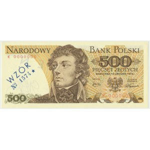 500 złotych 1974 - WZÓR K 0000000 No.1574 -