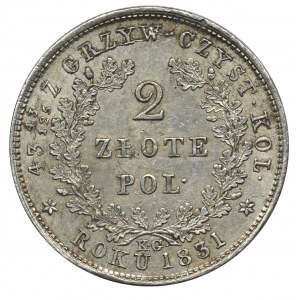 Powstanie Listopadowe, 2 złote Warszawa 1831 KG - bez pochwy
