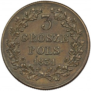 November Uprising, 3 Groschen 1831 KG