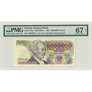 2 miliony złotych 1992 - A - Konstytucyjy - PMG 67 EPQ