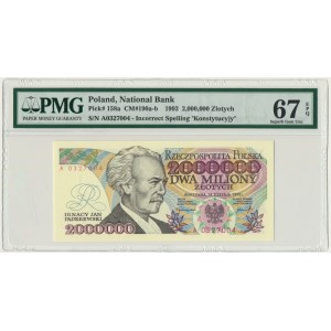 2 miliony złotych 1992 - A - Konstytucyjy - PMG 67 EPQ