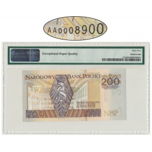 200 złotych 1994 - AA 0008900 - PMG 65 EPQ - niski i okrągły numer