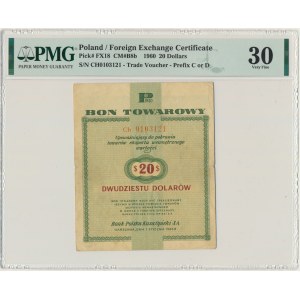 Pewex, 20 dolarów 1960 - Ch - z klauzulą - PMG 30