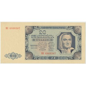 20 złotych 1948 - BI - rzadka odmiana