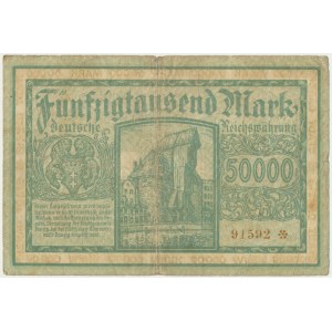 Gdańsk, 50.000 marek 1923 - num. 5 cyfr z ❊ -