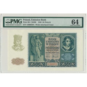 50 złotych 1940 - A - PMG 64