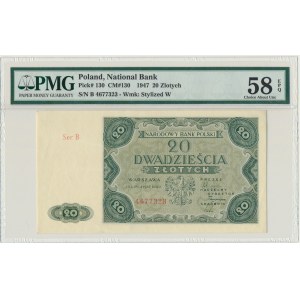 20 złotych 1947 - B - PMG 58 EPQ