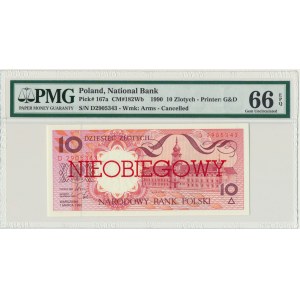 10 złotych 1990 - D - NIEOBIEGOWY - PMG 66 EPQ
