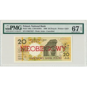 20 złotych 1990 - E - NIEOBIEGOWY - PMG 67 EPQ