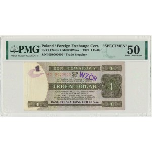 Pewex, 1 dolar 1979 - WZÓR HD 0000000 - PMG 50