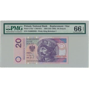 20 złotych 1994 - ZA 0002029 - PMG 66 EPQ - seria zastępcza