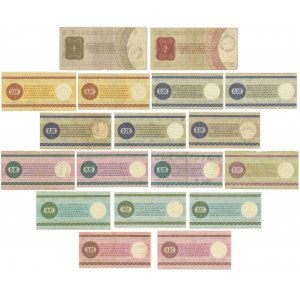 Pewex, zestaw bonów 10 centów -2 dolary 1979 (18 szt.)