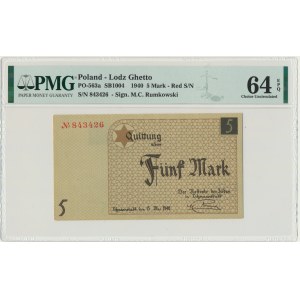 5 mark 1940 - red numerator - PMG 64 EPQ