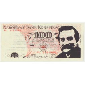 Solidarność, 100 złotych 1980 - Narodowy Bank Konspiracji - Lech Wałęsa -