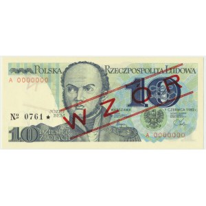 10 złotych 1982 - WZÓR A 0000000 No.0761 -
